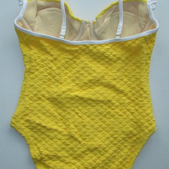MODA International Yellow Textured 1 Piece Swimsuit - Sz 8B - NEW - Picture 6 of 10